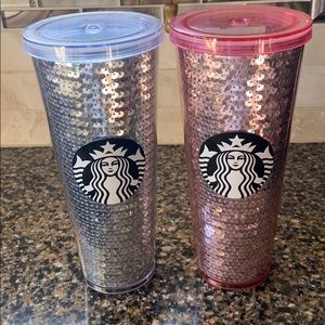 Pair of Starbucks Sequin Tumblers